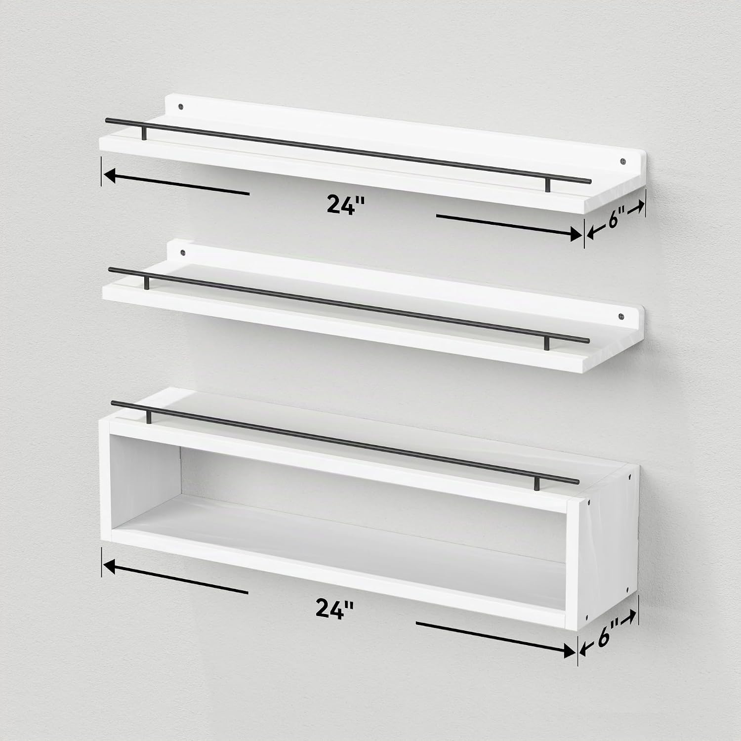 WOPITUES Estantes Flotantes para Pared de 24 Pulgadas con Estante d...