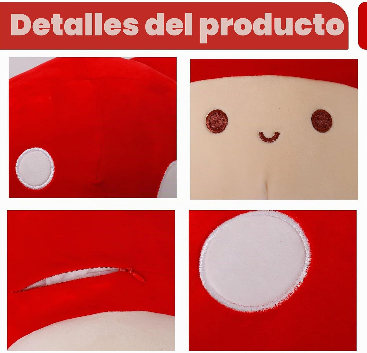 WeBingo Almohada de felpa de hongo, 4 piezas, decoración de hongos...