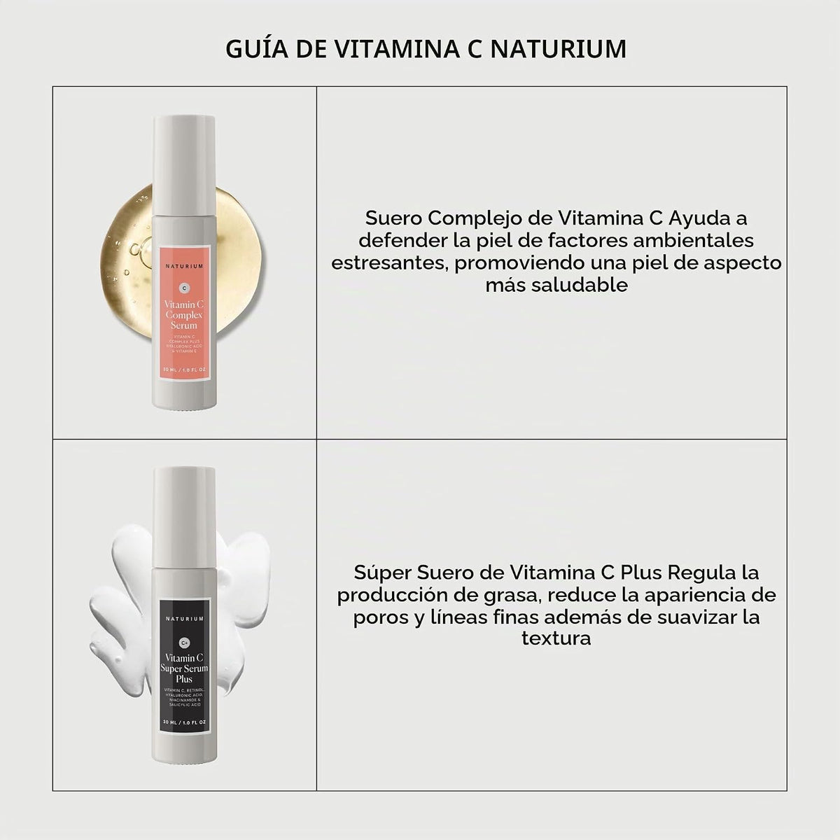 Naturium - Suero complejo de vitamina C con ácido hialurónico, 1 fl...