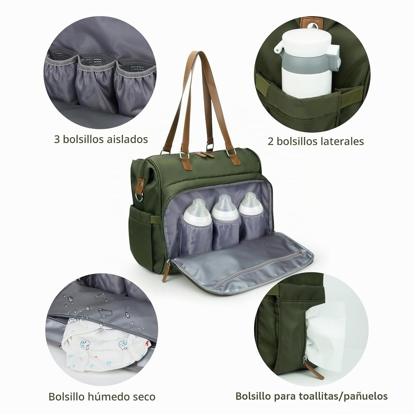 Pripher - Mochila de pañales para mamá 4 en 1, bolsa de pañales par...