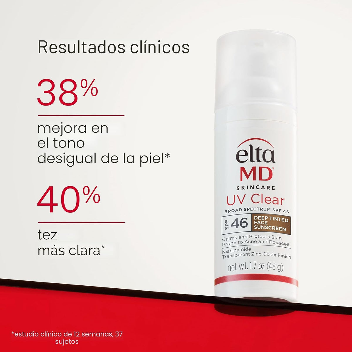Protector solar facial transparente UV EltaMD con óxido de zinc, si...