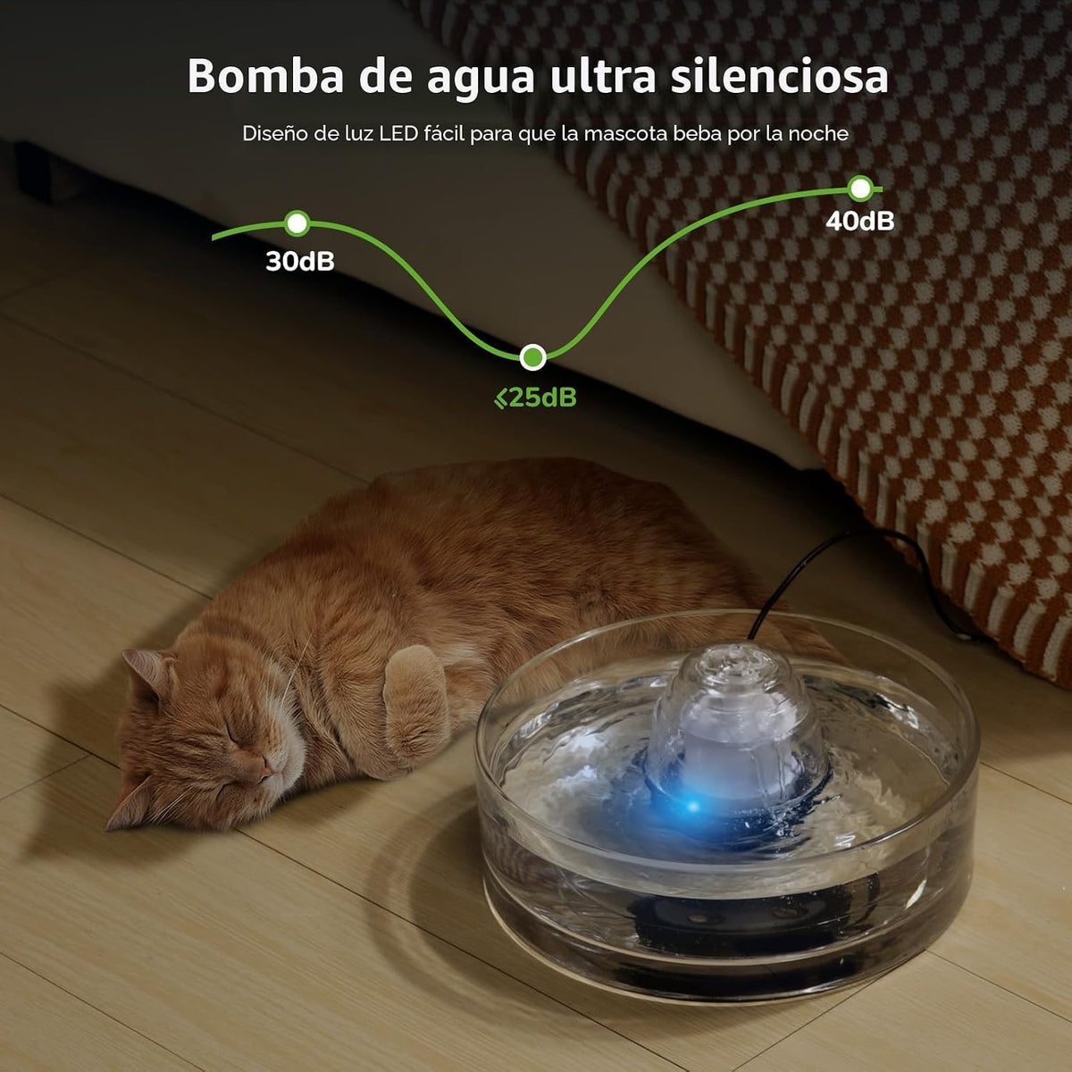 Fuente de vidrio para mascotas de 2,7 litros - Fuente de agua de vi...
