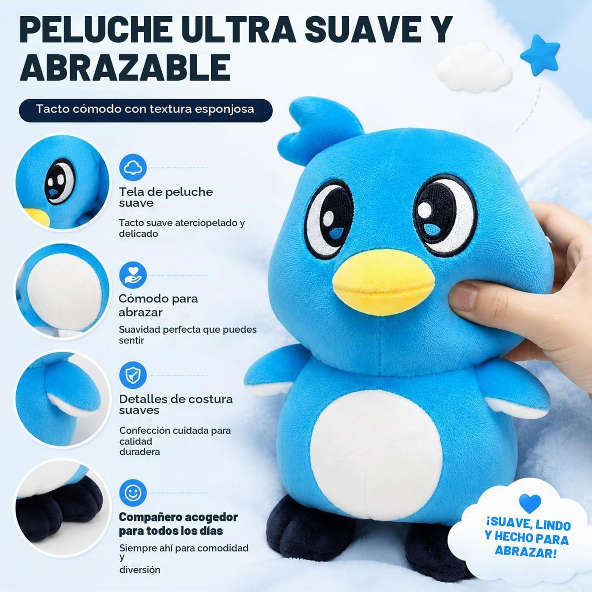 Filitask Milo - Almohada de felpa con diseño de pájaro de 9.8 in, a...