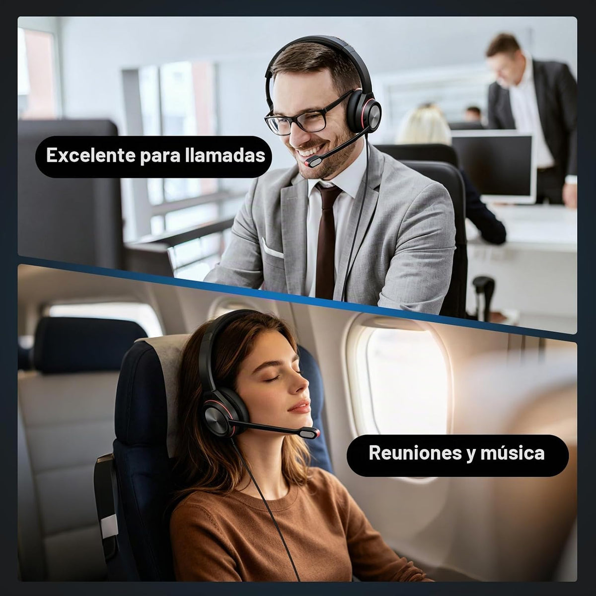 Auvonix Auriculares USB con micrófono para PC, auriculares mono con...