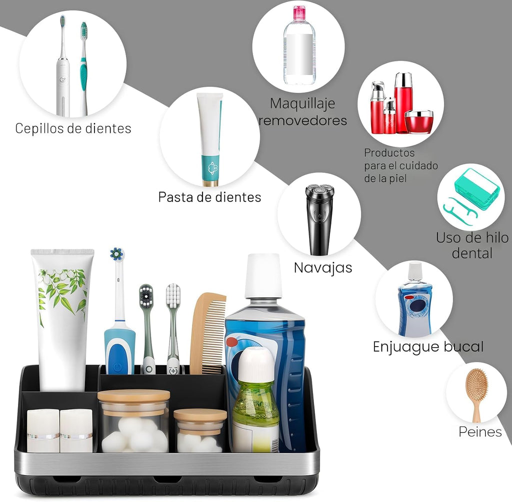 GFWARE Portacepillos de Dientes Negro - Organizador de Baño de 7 Ra...