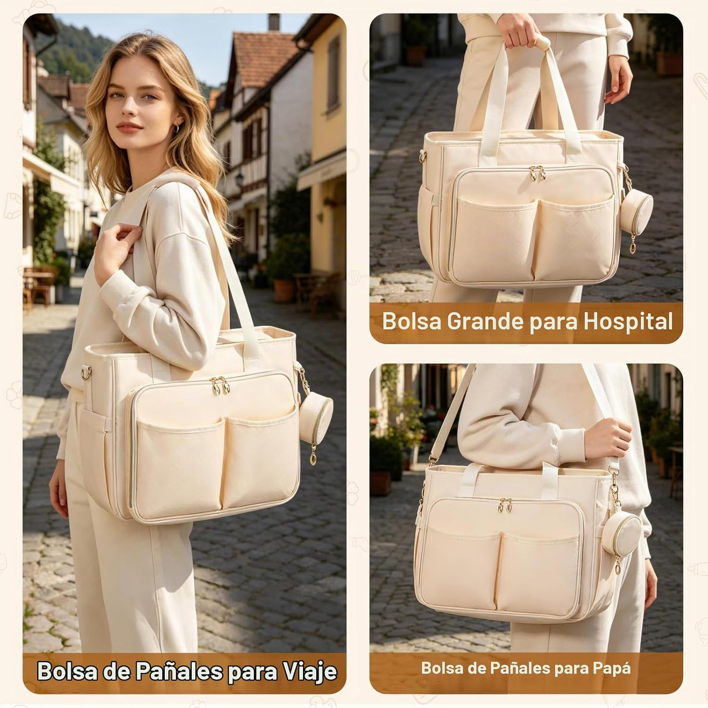 GDNasist Bolsa de pañales, bolsa de pañales de viaje de gran capaci...