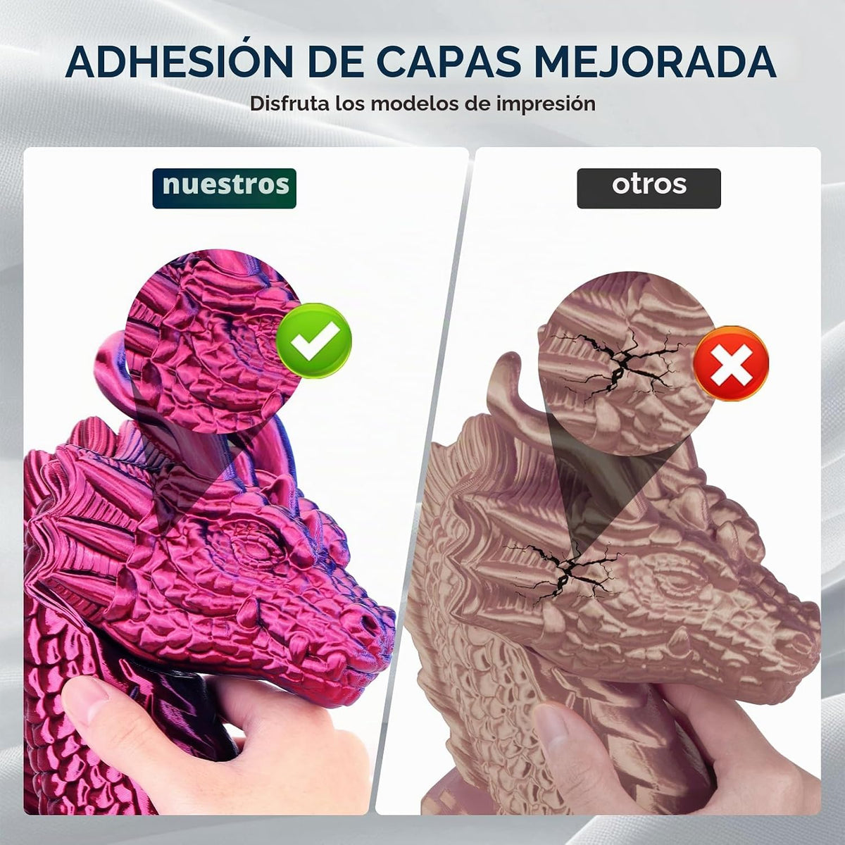 ERYONE Filamento de ácido poliláctico (PLA) de seda bicolor para im...