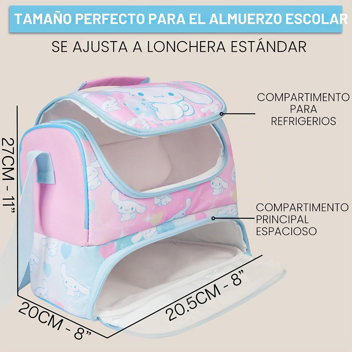 Get Trend Sanrio Cinnamoroll Bolsa de almuerzo aislada para niñas p...