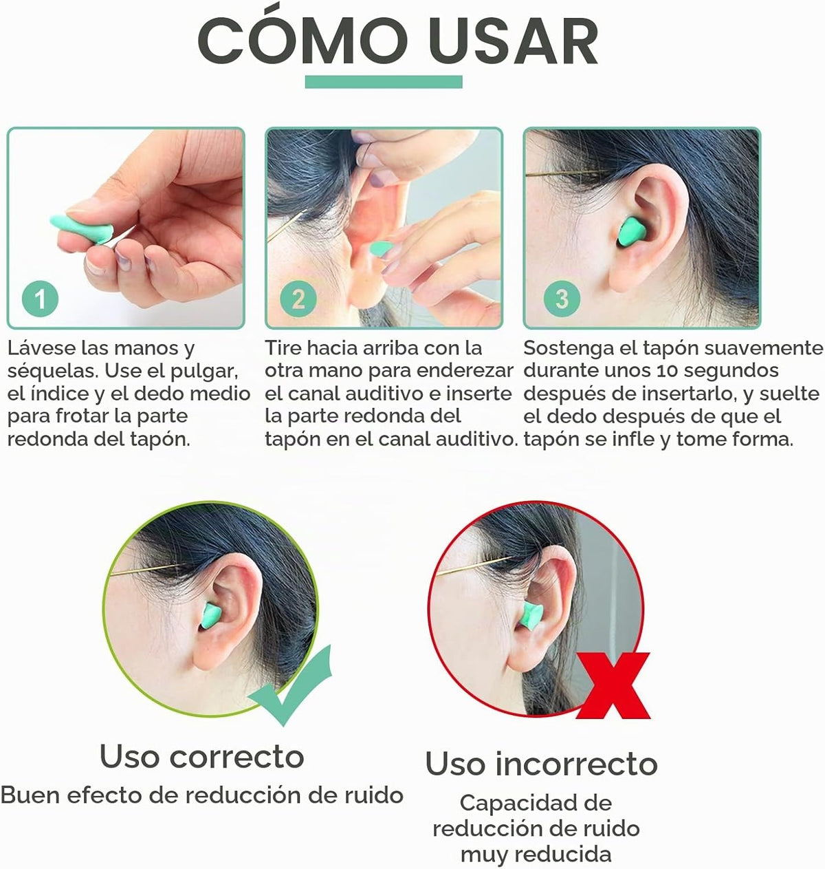 LYSIAN - Tapones para los oídos de espuma delgada SNR de 35 dB, can...