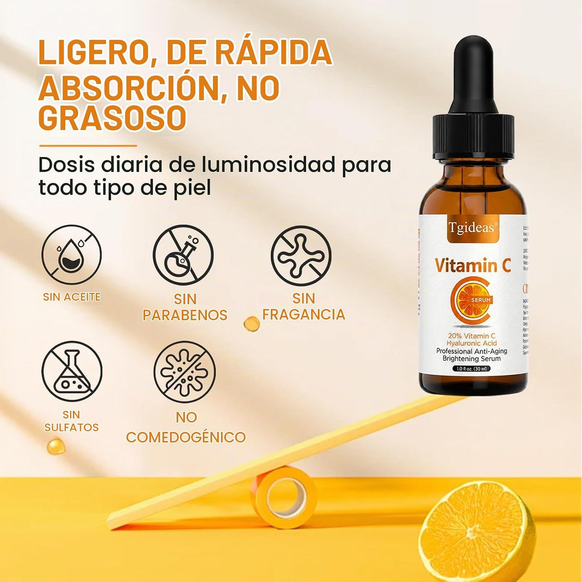 Suero de vitamina C Tgideas 20% y suero facial iluminador con HA 5%...