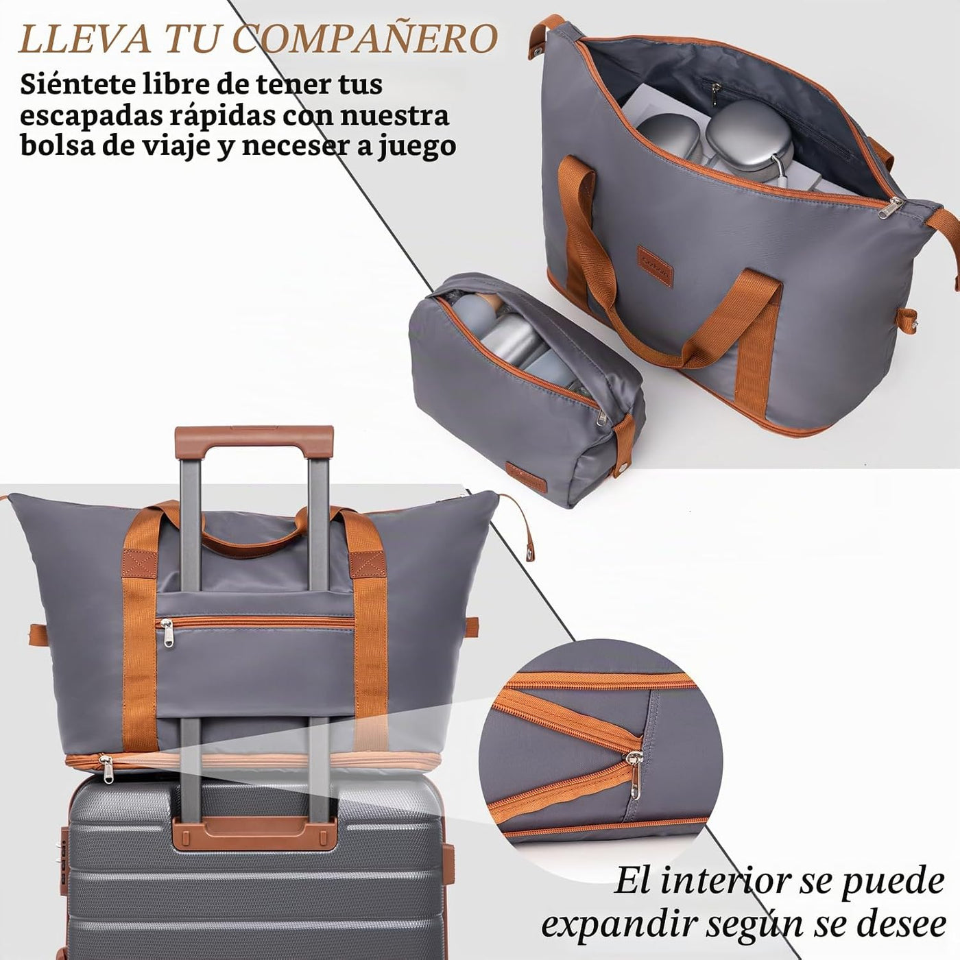 Cosbarn Sets de Equipaje de 5 Piezas Maletas con Ruedas, Gris, Moda...