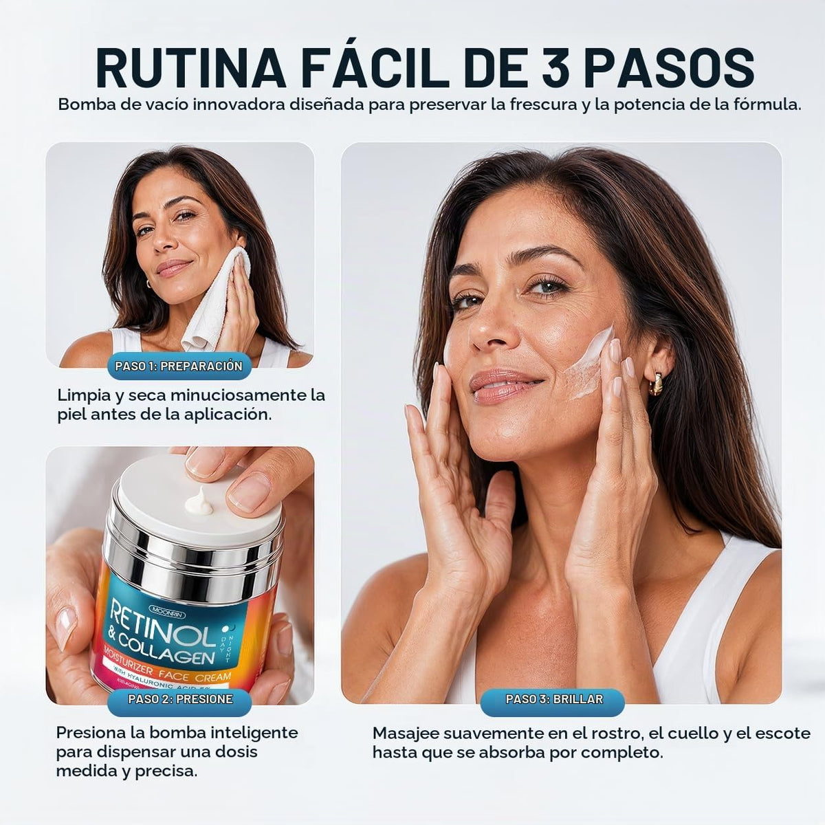 Crema de retinol para cara con ácido hialurónico \u2013 Hidratante...