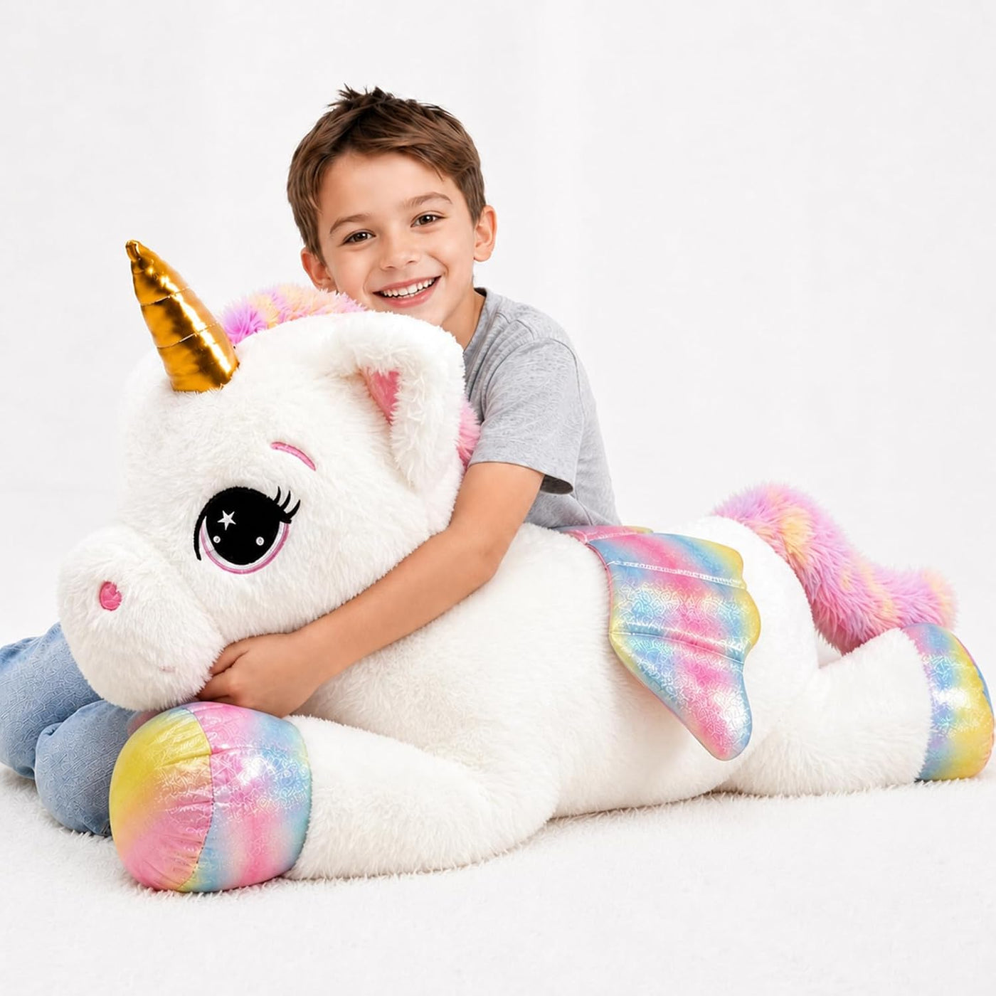 FFxiong Almohada de peluche de unicornio de 32 pulgadas, suave jugu...