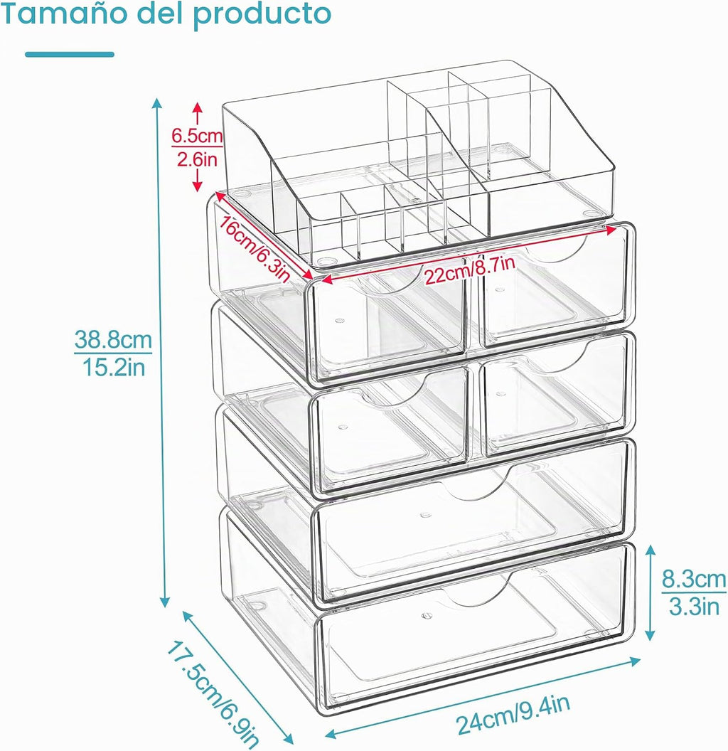Vtopmart Organizador de maquillaje transparente de 5 niveles con 6...