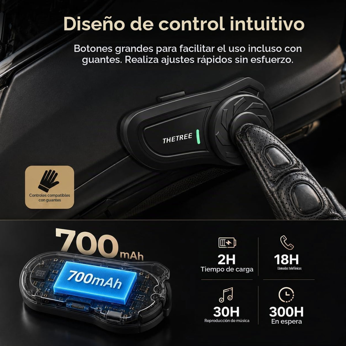 THETREE X2 - Auriculares Bluetooth para motocicleta V5.4 estéreo de...