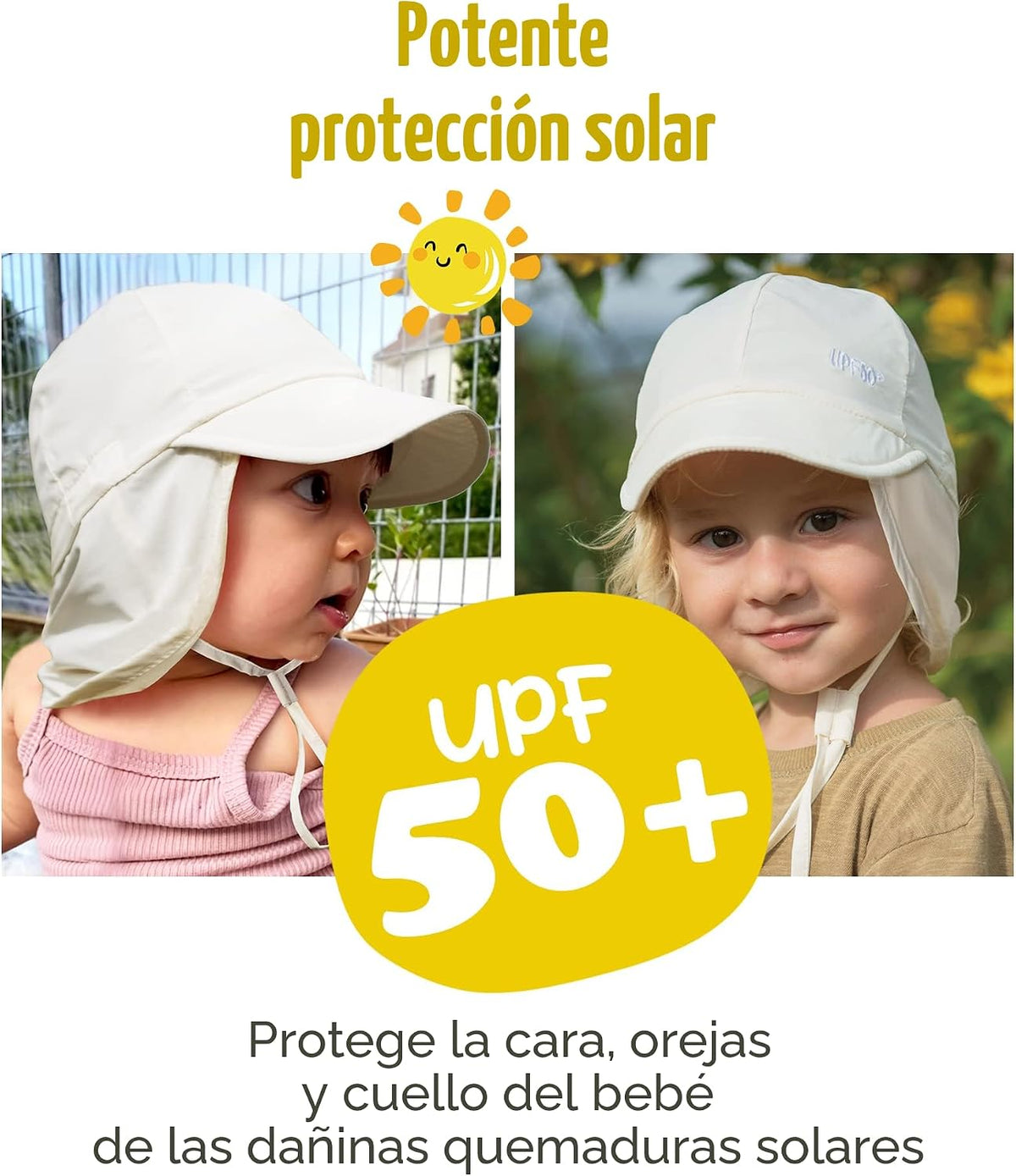 FURTALK Sombrero de sol para bebé con solapa en el cuello UPF 50+ s...