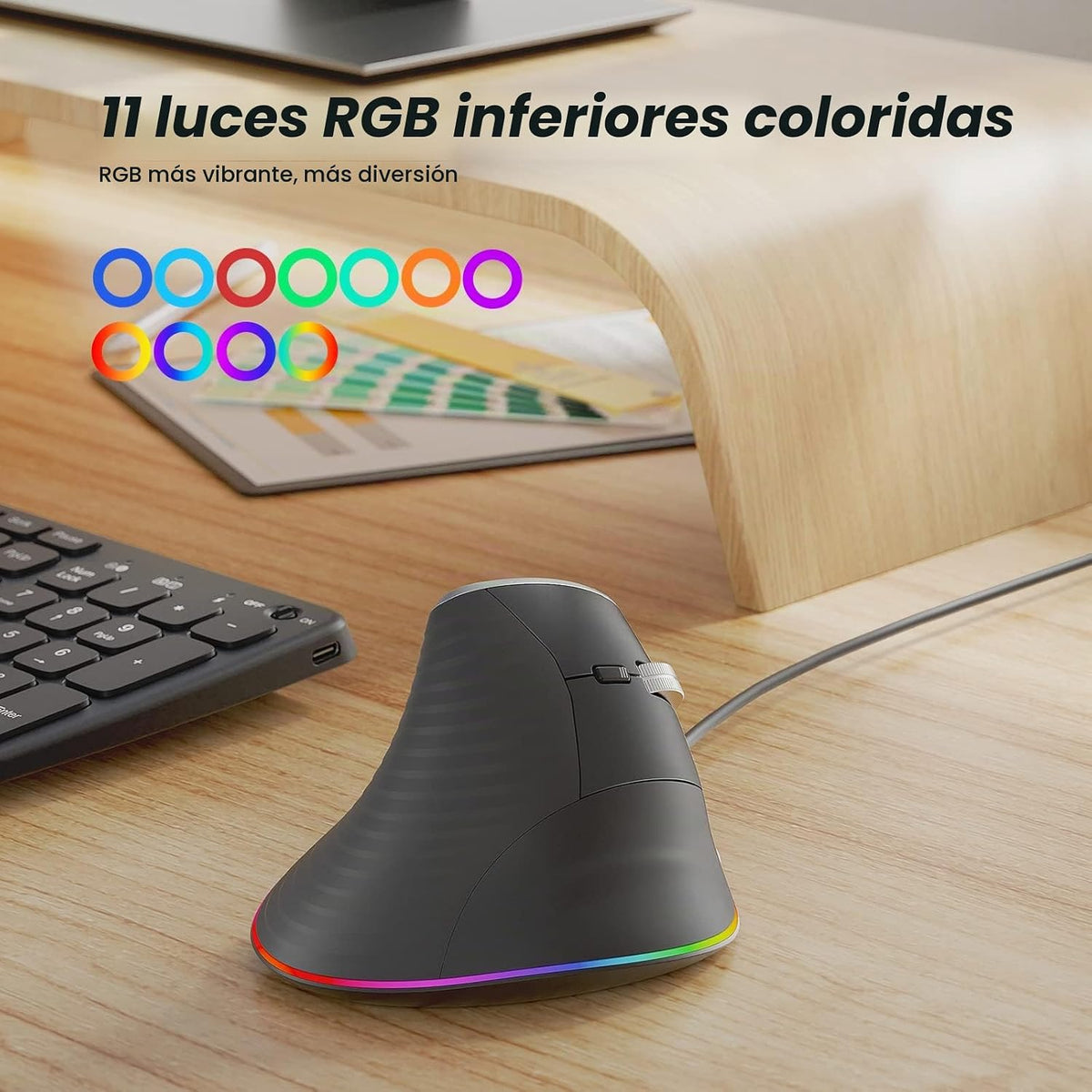 Nulea M504 Ratón Vertical con Cable, Ratón Óptico Ergonómico USB co...