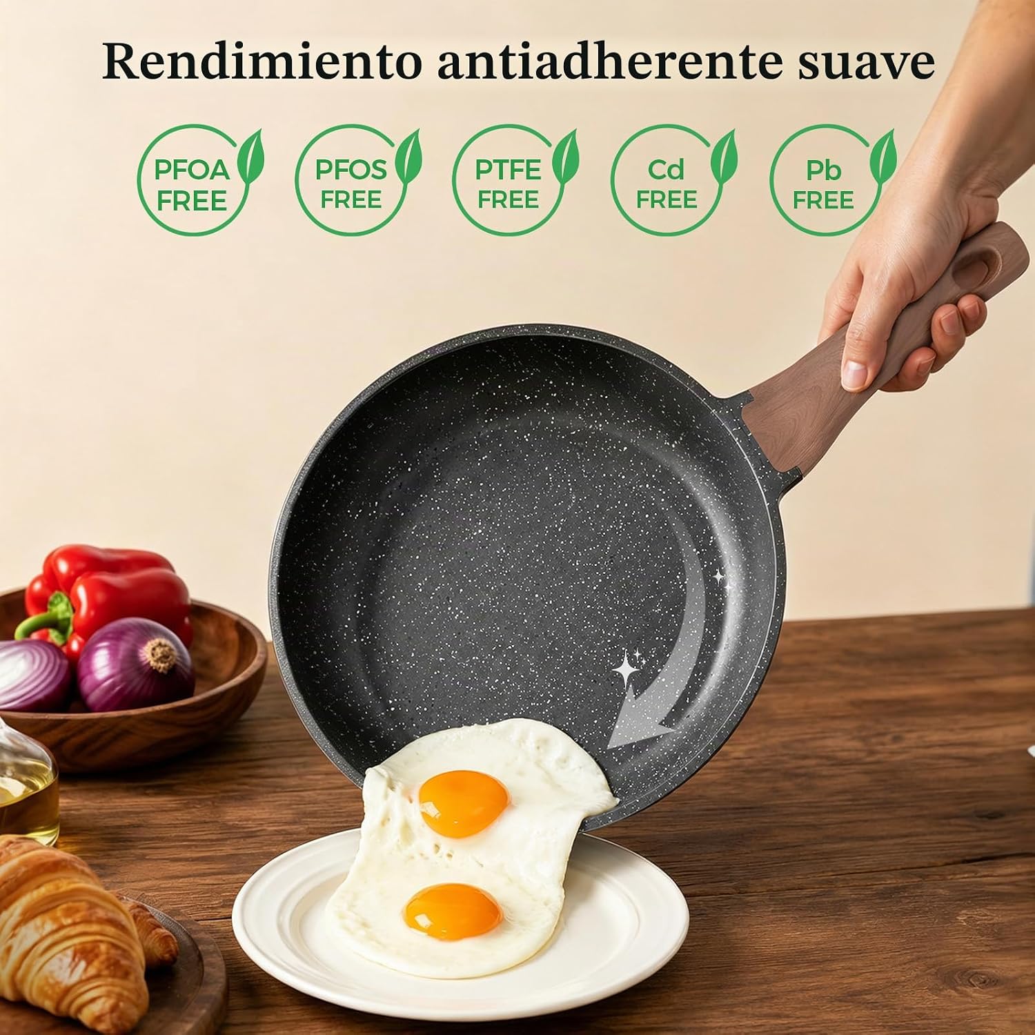 YASHE Sartén antiadherente de granito de 10 pulgadas, lista para in...