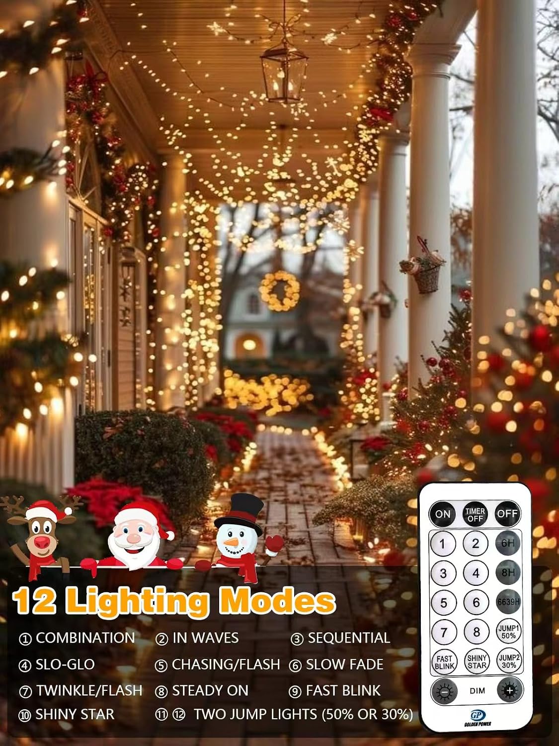 Guirnalda de luces navideñas de 800 LED, 264 pies, controladas por...