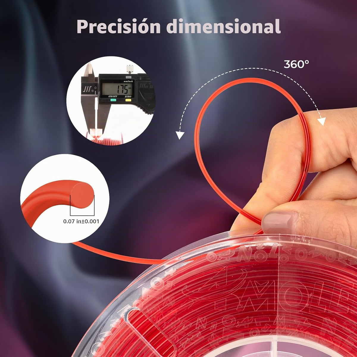 AMOLEN Filamento de impresora 3D transparente PETG Rapid de 0.07 in...