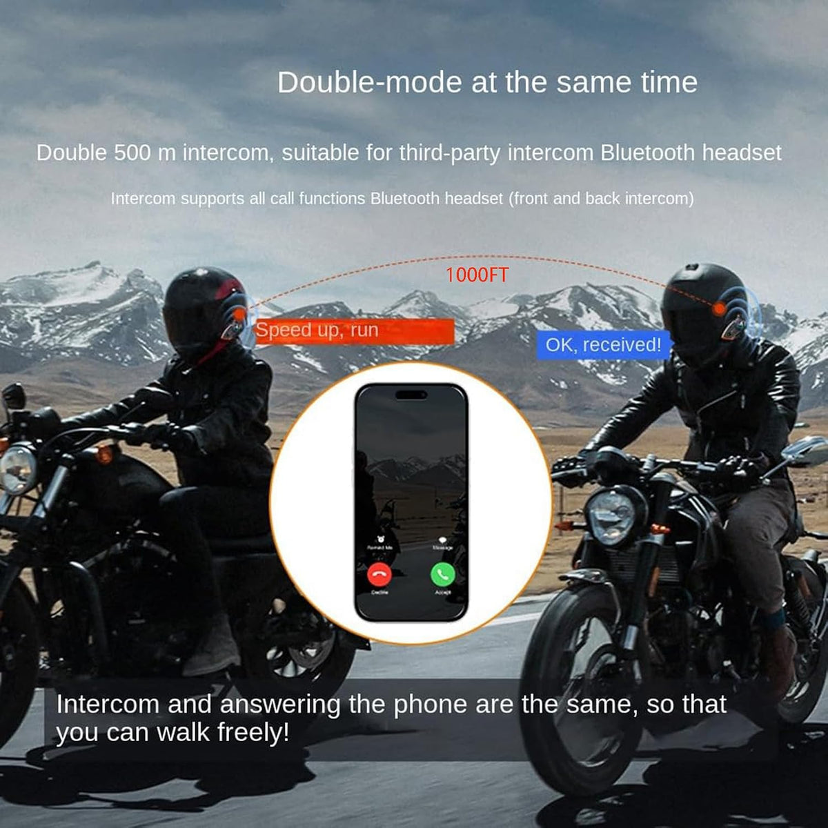 Casco de motocicleta, intercomunicador Bluetooth IP65, resistente a...
