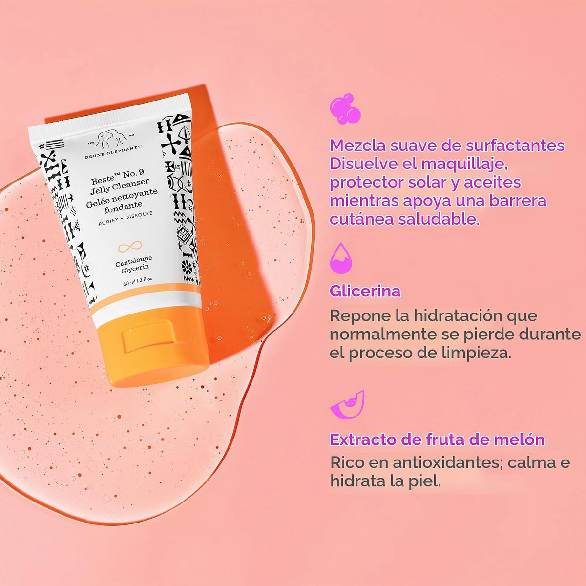 Drunk Elephant Beste No. 9 Jelly Cleanser - Gel limpiador facial de...