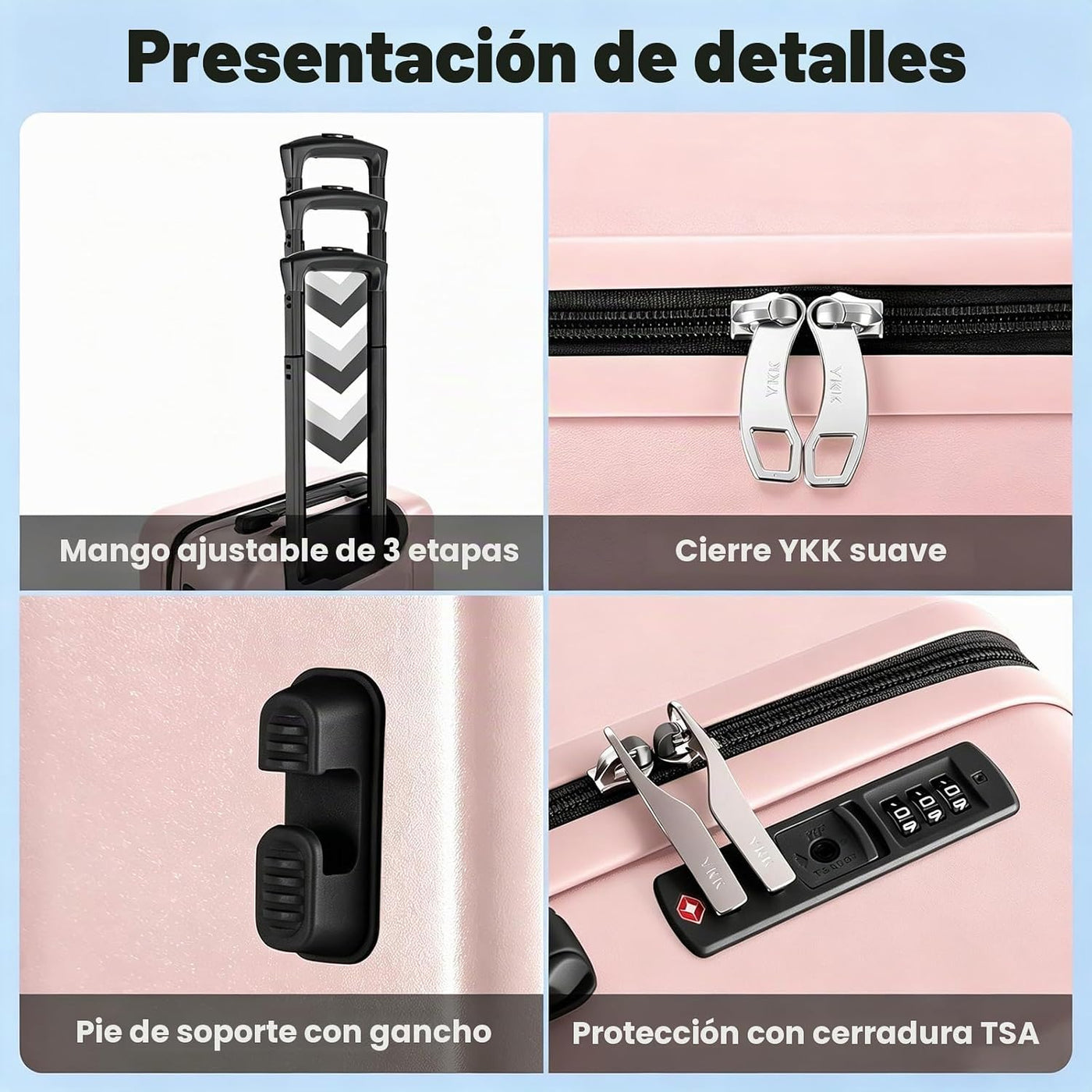 Voytra Juego de 2 equipajes, maleta de mano y comprobada con bloque...