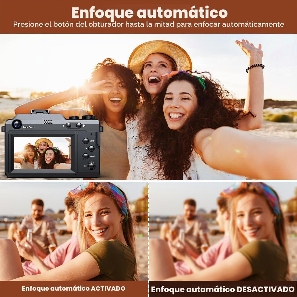 CAMWORLD Cámara digital 4K para fotografía, cámara de videografía d...