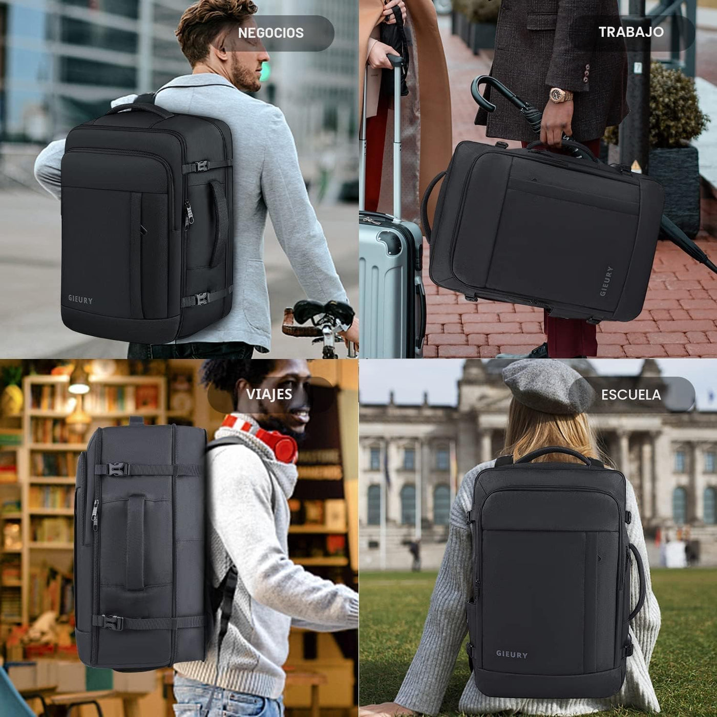 Gieury Mochila de Equipaje de Mano, Mochila de Viaje de 50L, Mochil...