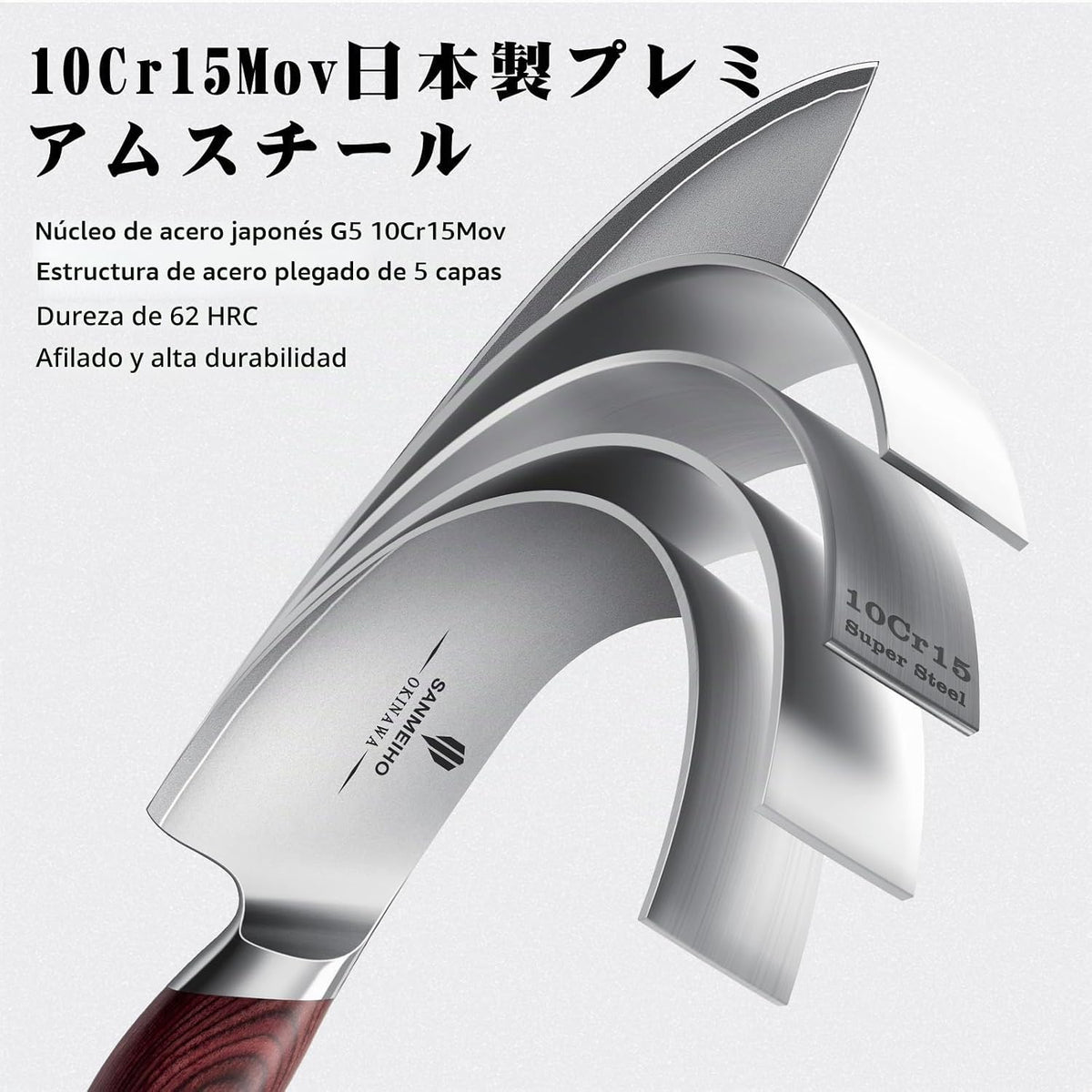 SANMEIHO Cuchillo de chef de 8 pulgadas, de acero inoxidable japoné...