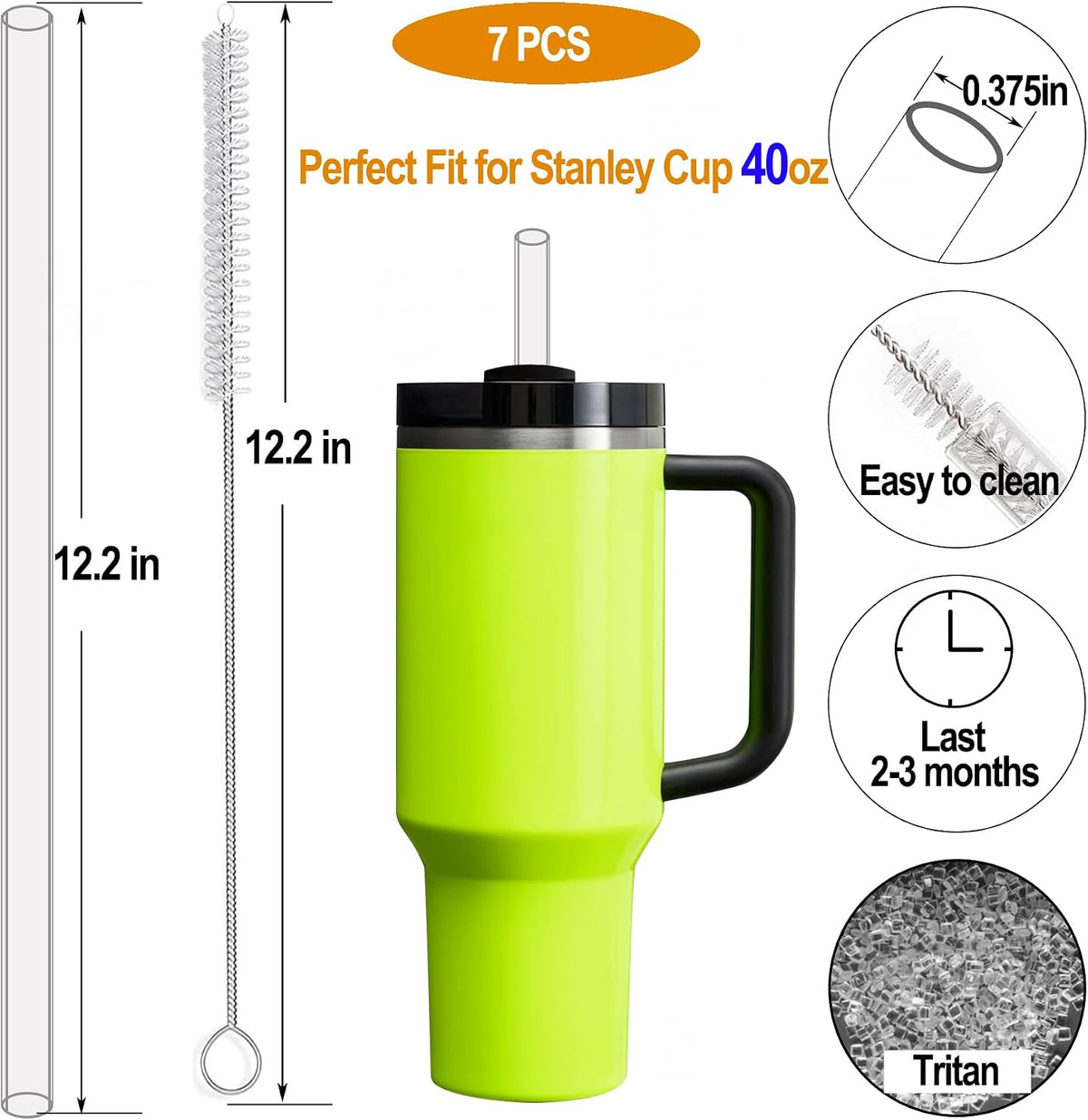 Paquete de 12 pajitas para Stanley Cup 40 OZ