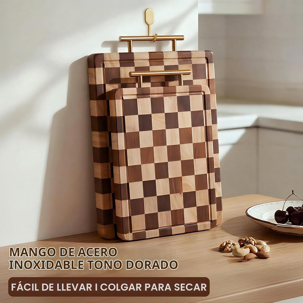 MERPTSK Tabla de cortar a cuadros para cocina, bloque de carnicero...