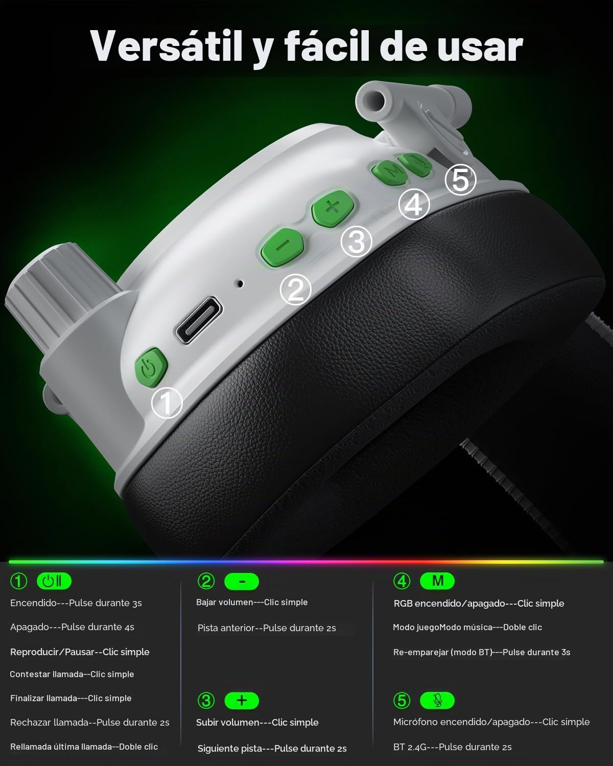 Auriculares inalámbricos para juegos con micrófono para PS5, PS4 y...