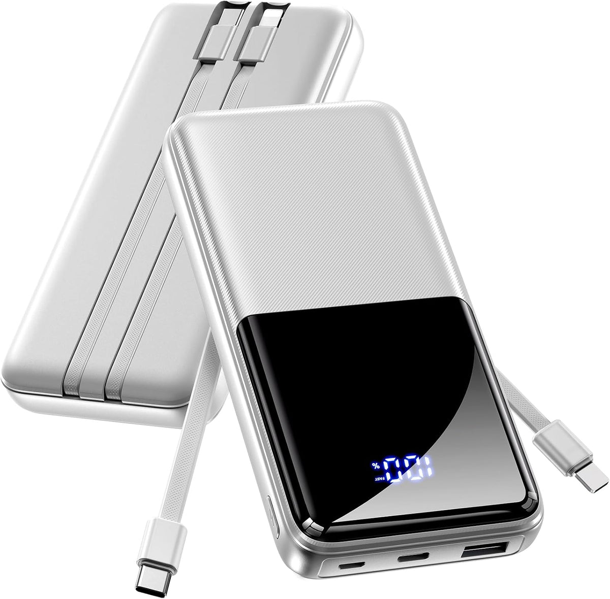 CFIAI Cargador portátil 15000mAh Slim Power Bank con cables integra...