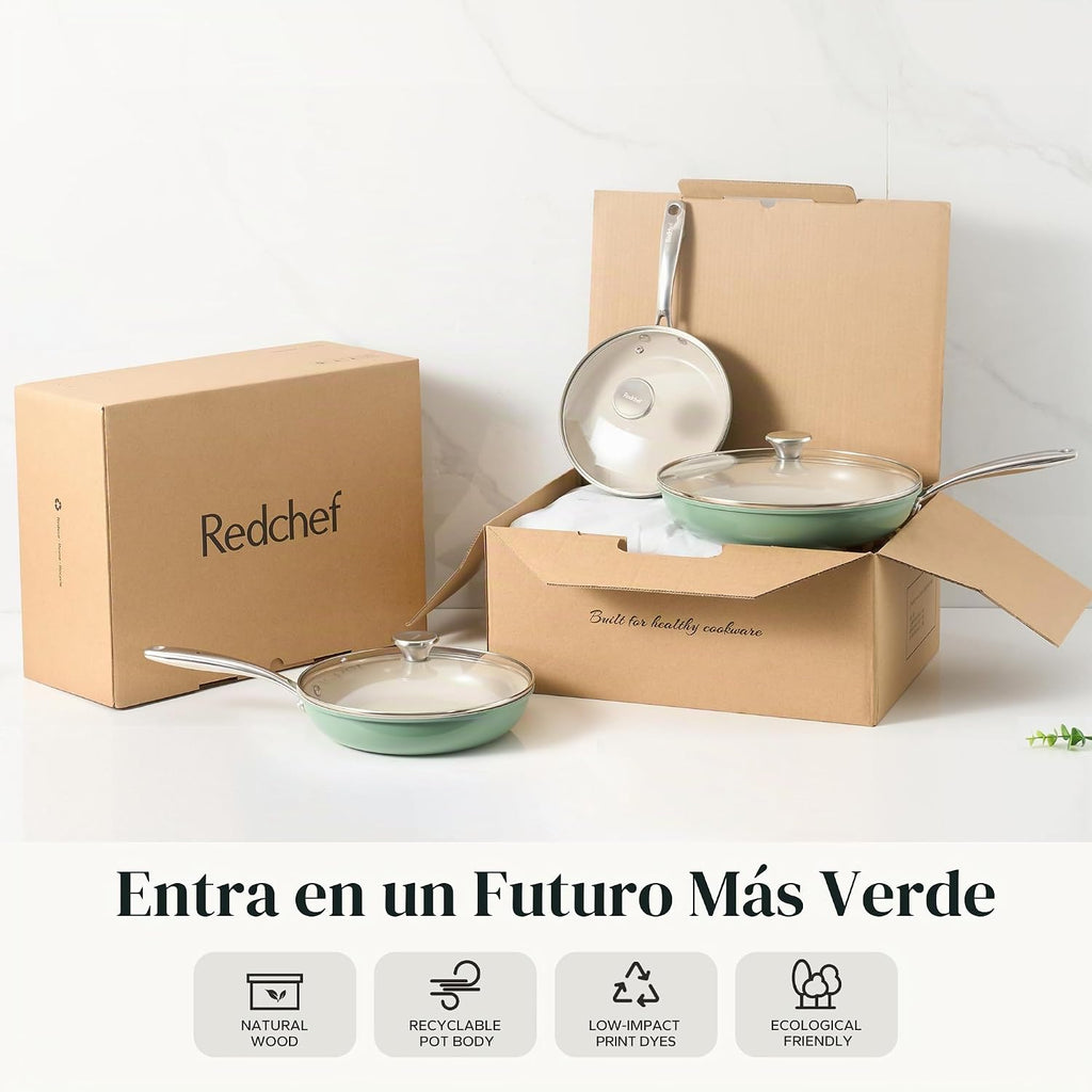 Redchef Juego de sartenes antiadherentes de 6 piezas, sartenes de 8...