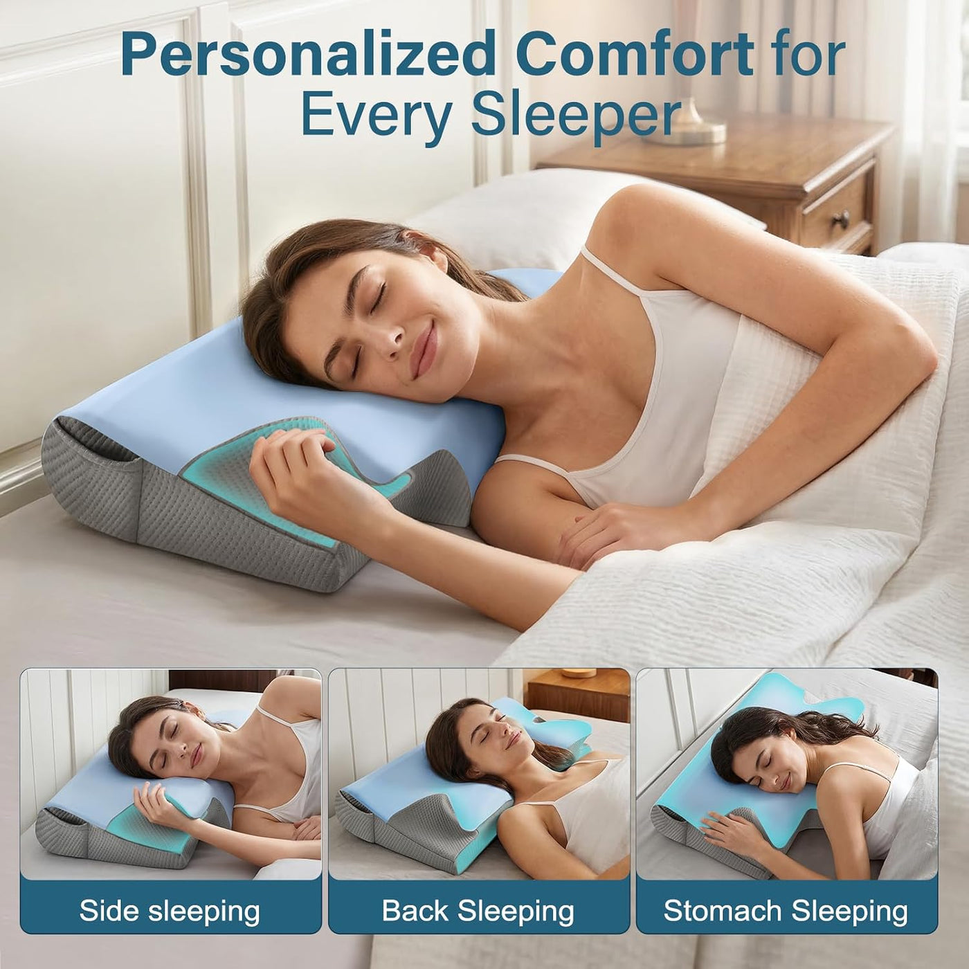 Almohada cervical eficaz para aliviar el dolor para dormir, almohad...