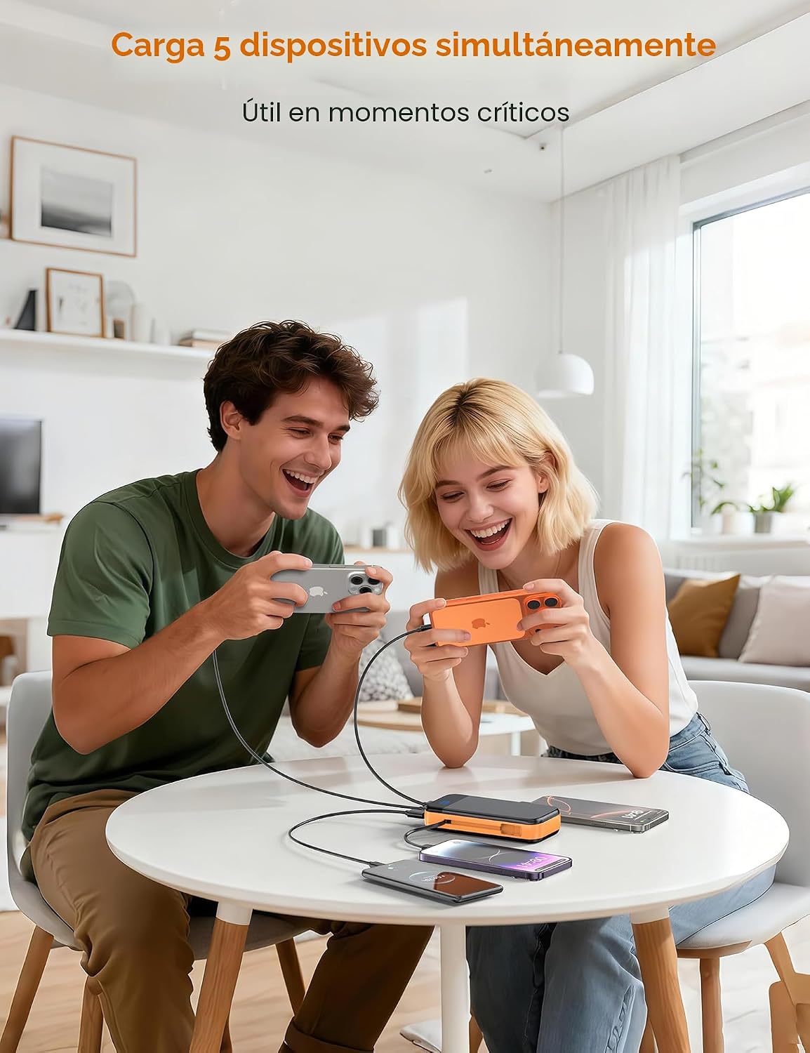 Banco de baterías para teléfono 32000mAh 22.5W con cables incorpora...