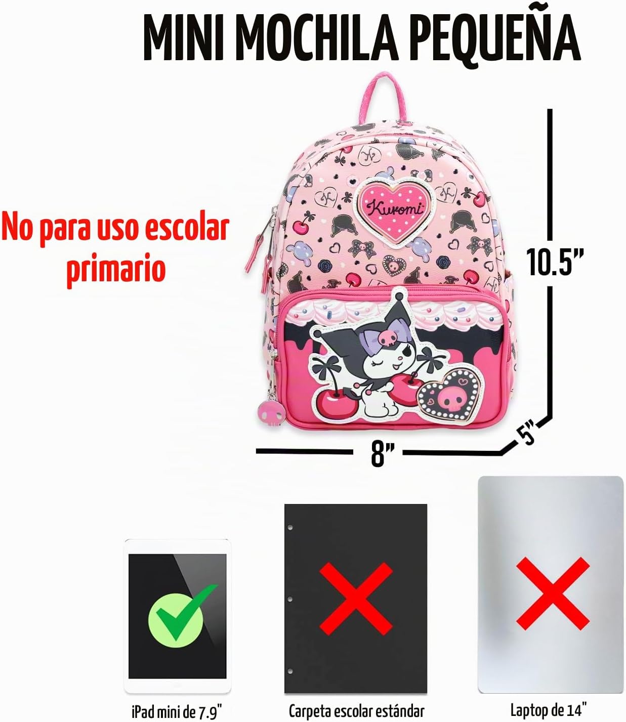 SANRIO Kuromi - Juego de mochila y monedero para mujer, bolsa de 10...