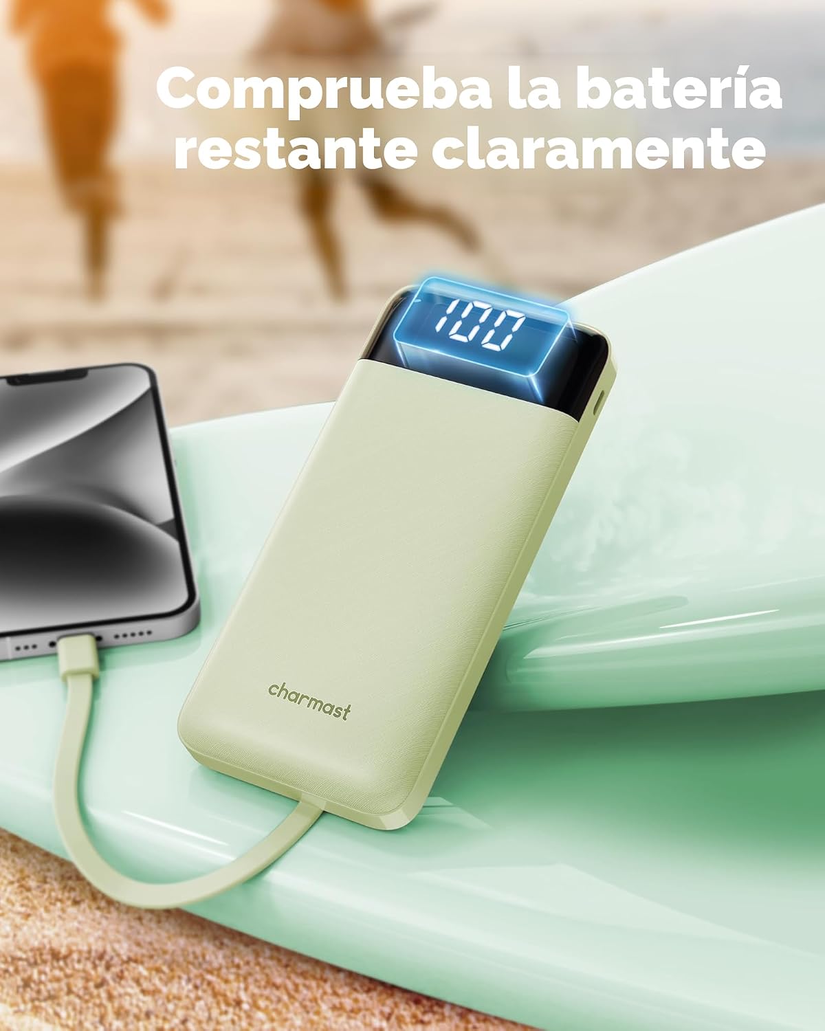 Cargador portátil charmast con cables incorporados X 4, cargador de...