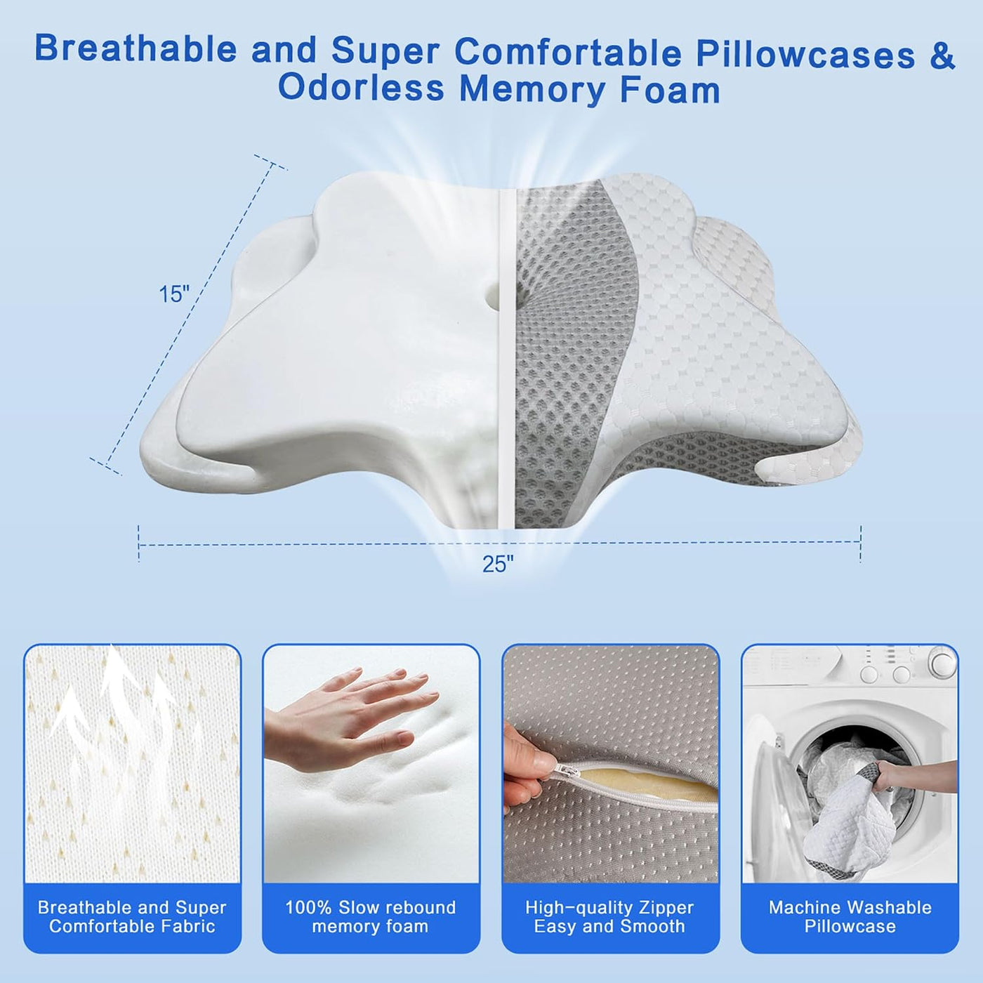 Almohada cervical para aliviar el dolor para el cuello, almohada er...