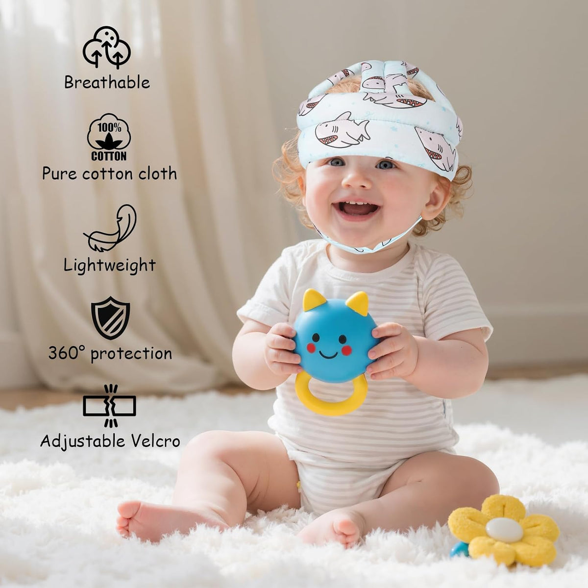 kimitimi Casco de seguridad para niños con protector de cabeza de b...