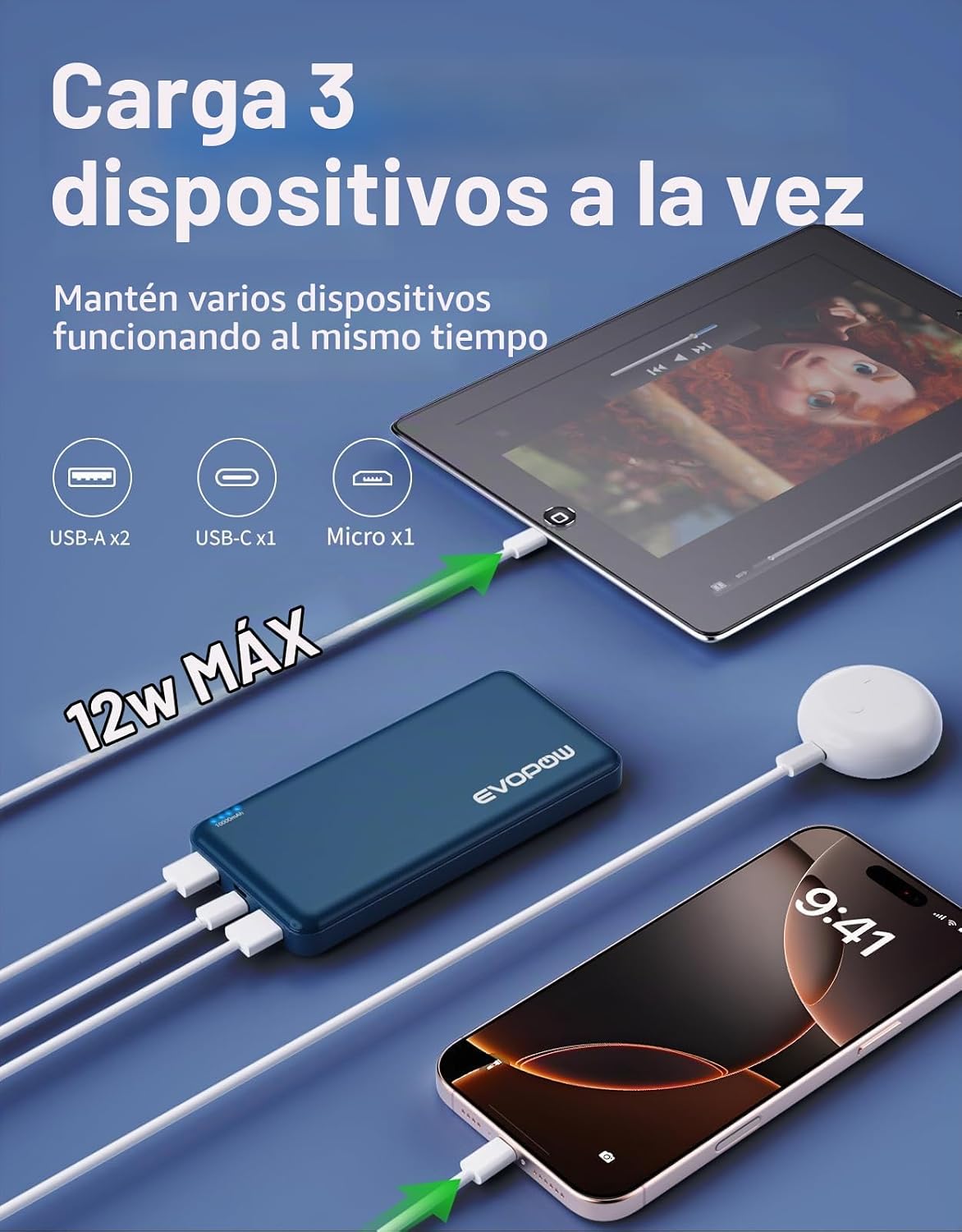 Paquete de 2 cargadores portátiles, banco de energía de 10000 mAh,...