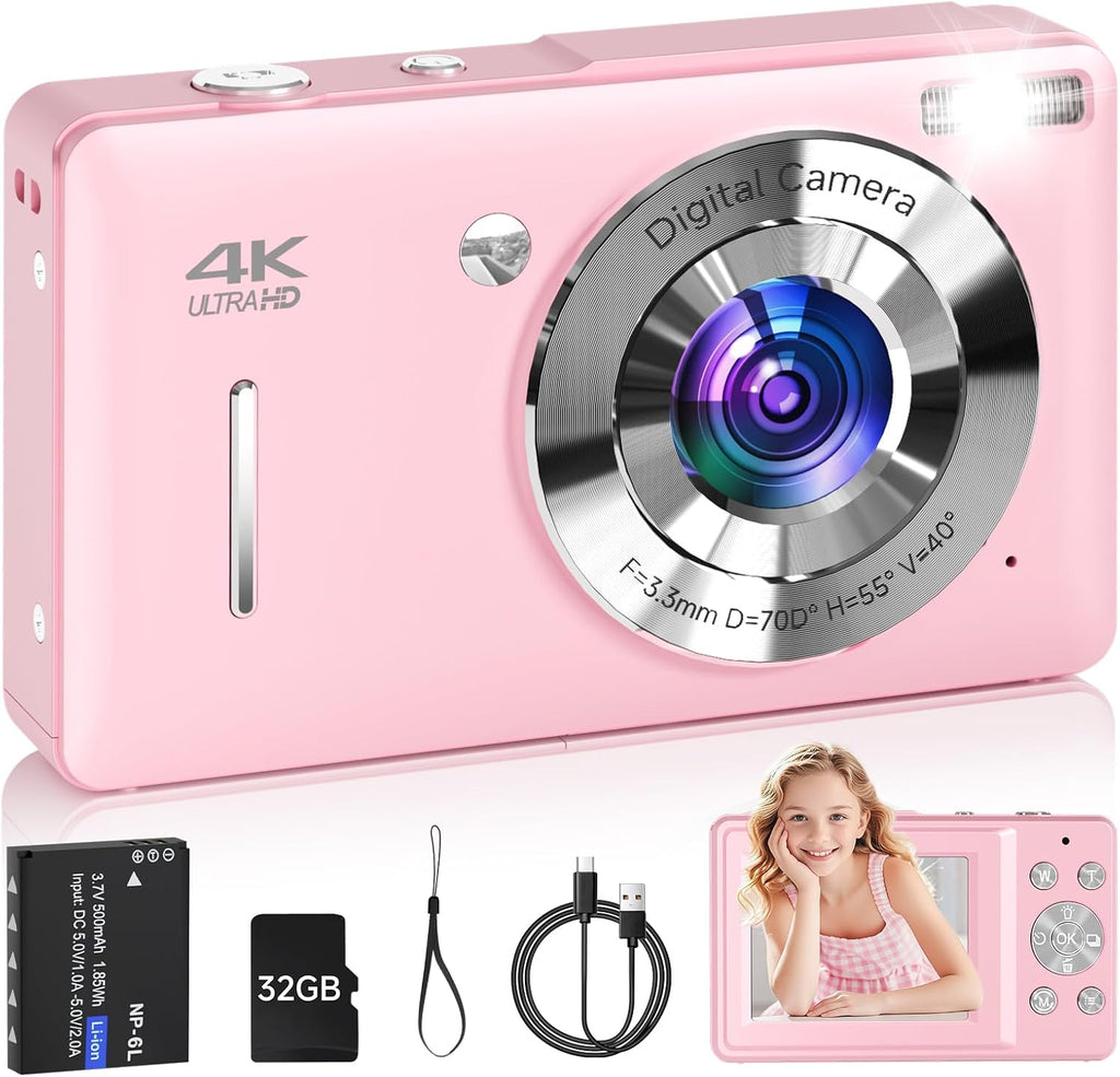 Cámara digital para niños, FHD 1080P 44MP cámara digital para apunt...
