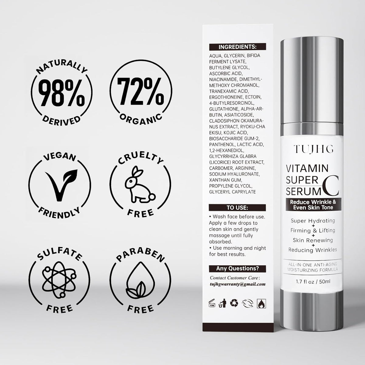 Suero de retinol de vitamina C para cara, iluminador y antienvejeci...