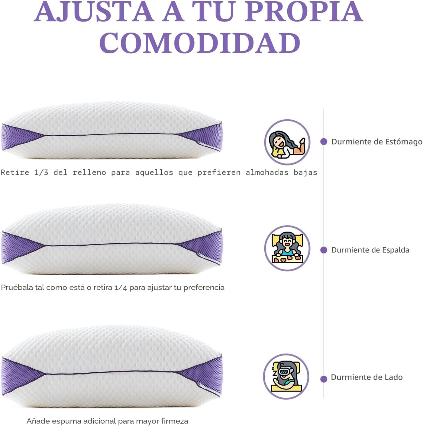 HOMELAB Almohada ajustable de espuma viscoelástica triturada tamaño...