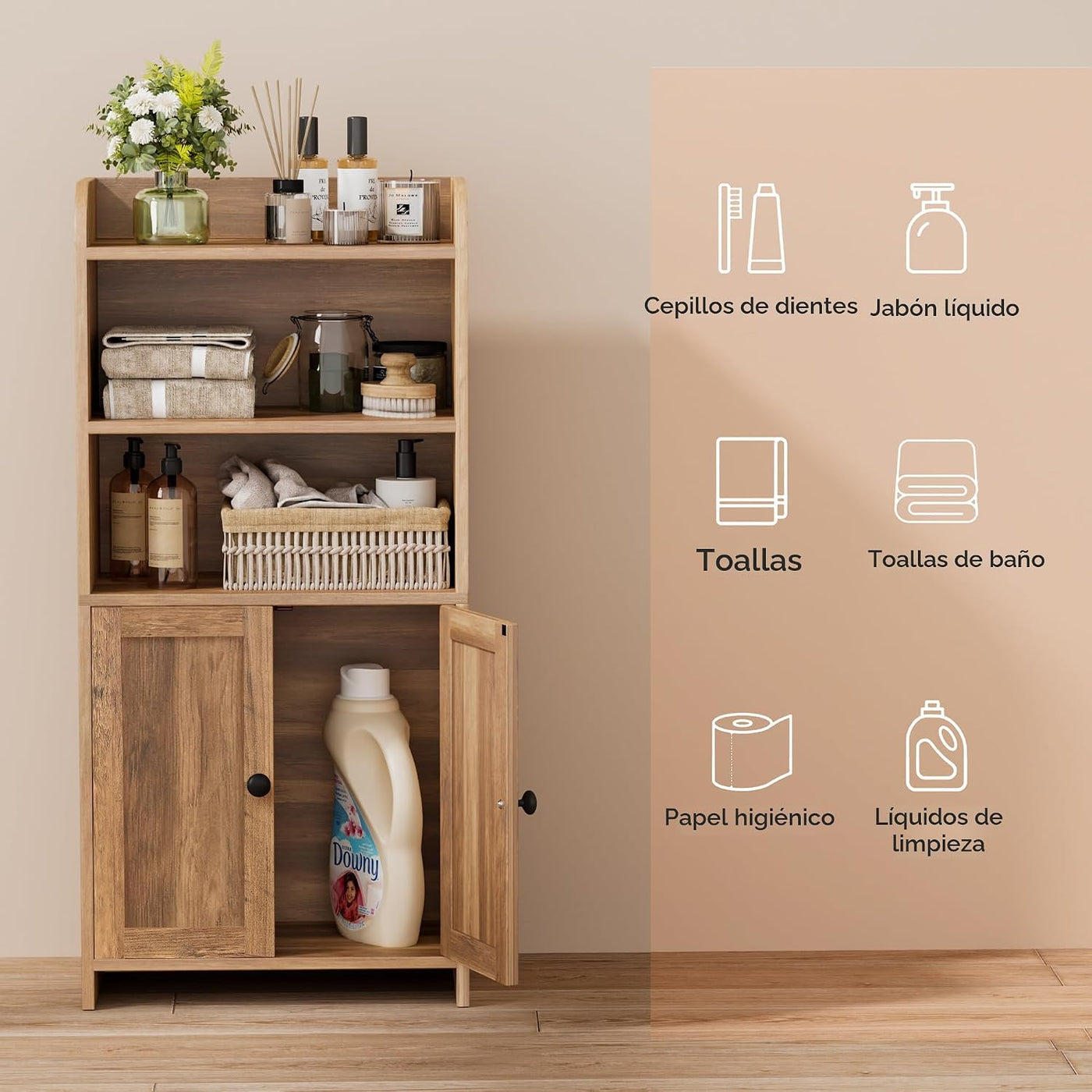 Homhedy Armario de almacenamiento pequeño para baño, almacenamiento...