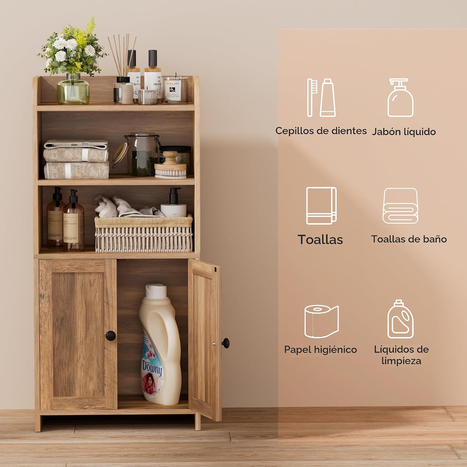 Homhedy Armario de almacenamiento pequeño para baño, almacenamiento...