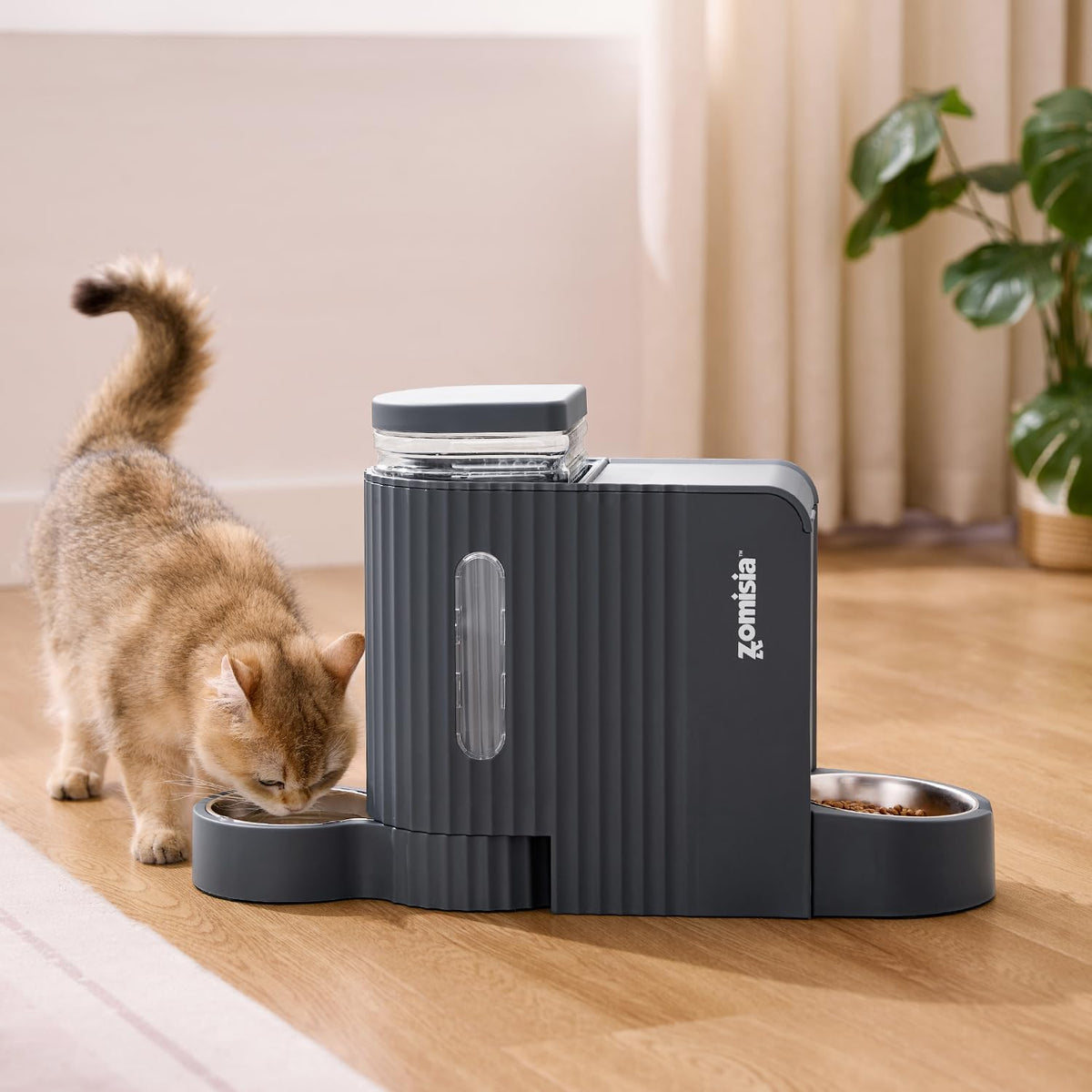 ZOMISIA Gravity - Dispensador de alimentos y agua para gatos, 2 en...