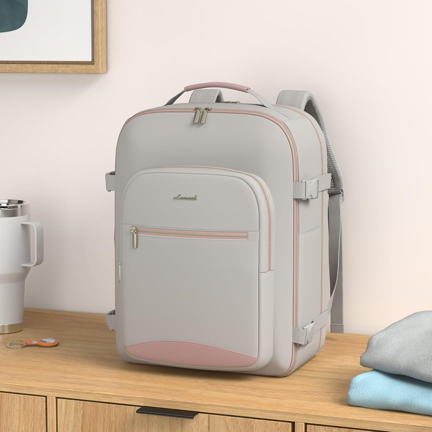 LOVEVOOK Mochila de viaje de 40L aprobada para vuelo, 3 cubos de em...