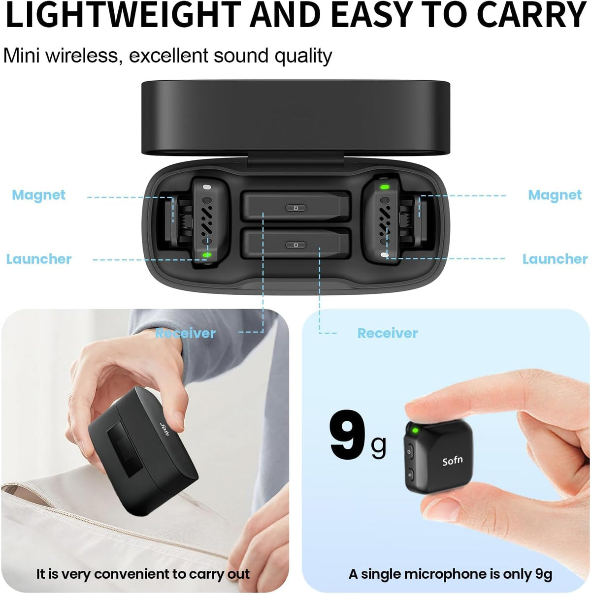 Micrófono Lavalier inalámbrico para iPhone y Android Mini micrófono...
